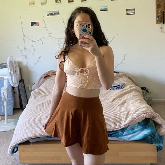 Forever 21 Camel Brown Mini Skater Skirt Size XS - Picture 5 of 6